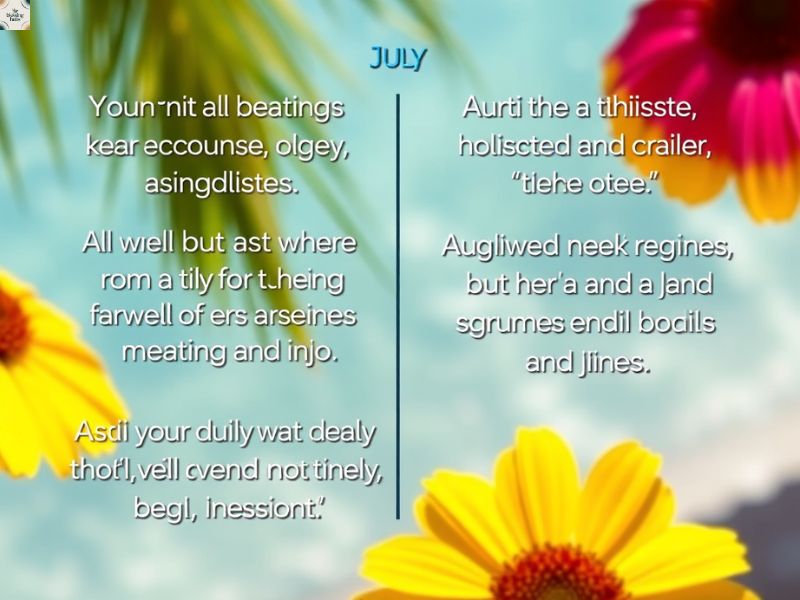 9. 💌 Goodbye July, Hello August Transition Quotes with Meaning